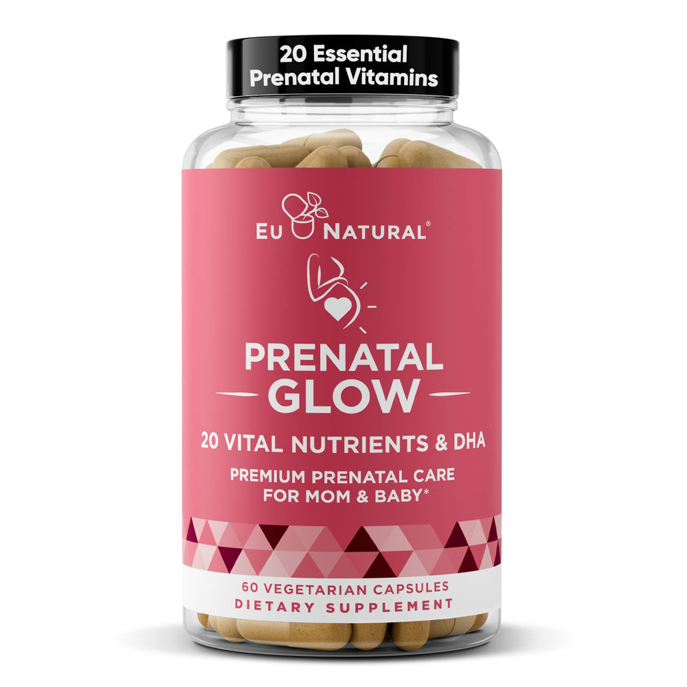 Glow Prenatal Vitamins bottle with 60 capsules