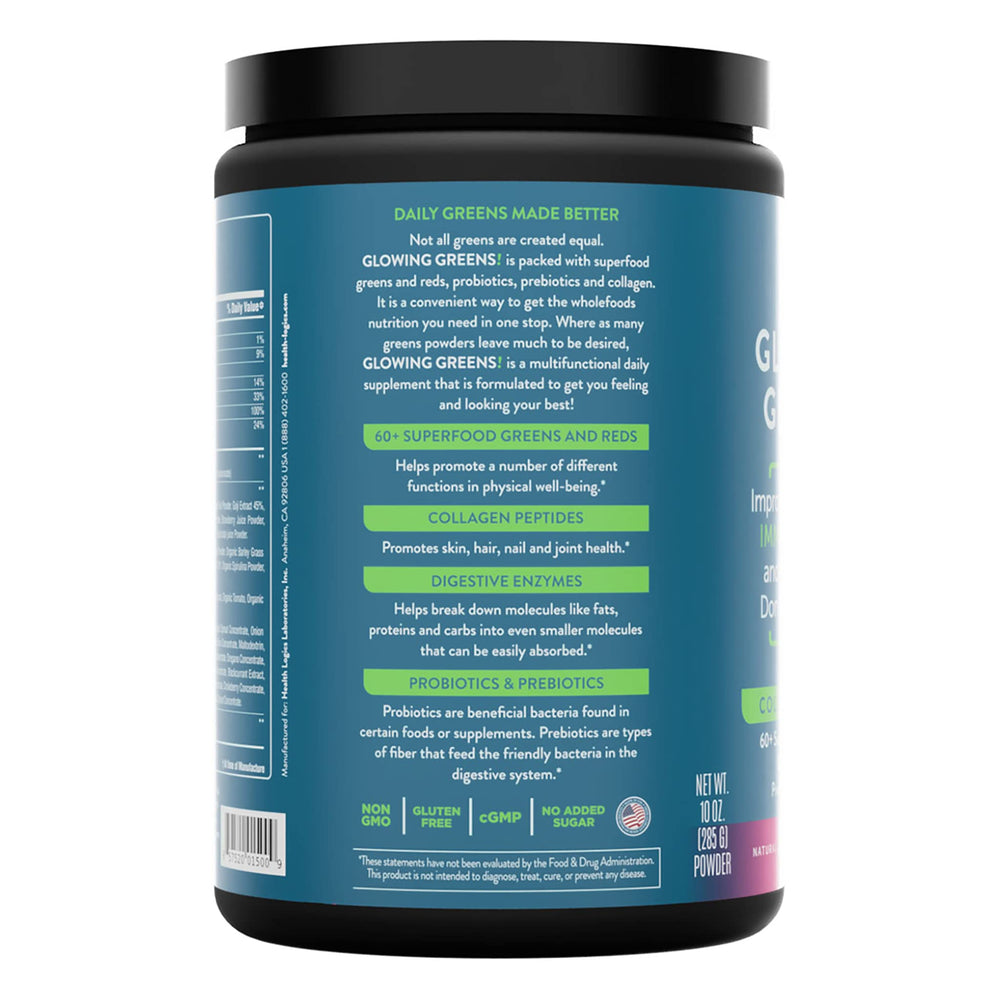 Digestive enzymes blend label on Glowing Greens