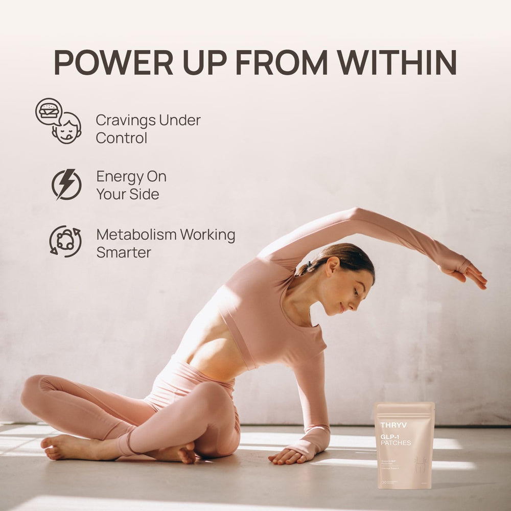 Packaging showing natural ingredients for THRYV patches