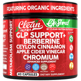 GLP Shred GLP1 supplement bottle showing berberine cinnamon apple cider vinegar and turmeric ingredients