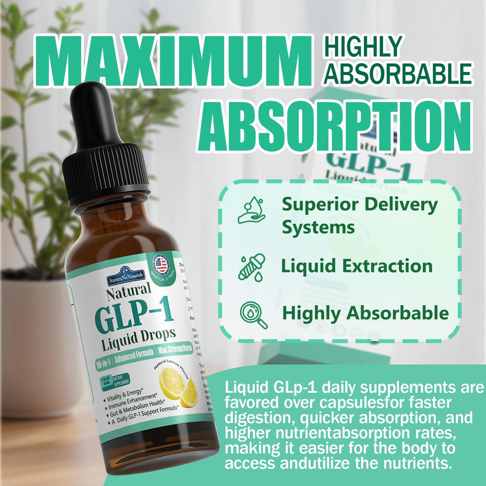 Lemon-flavored, sugar-free GLP-1 drops bottle label