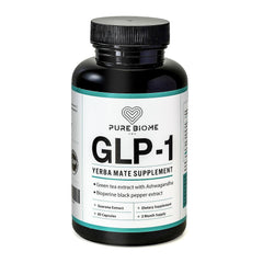 Bottle of GLP-1 Yerba Mate supplement with label