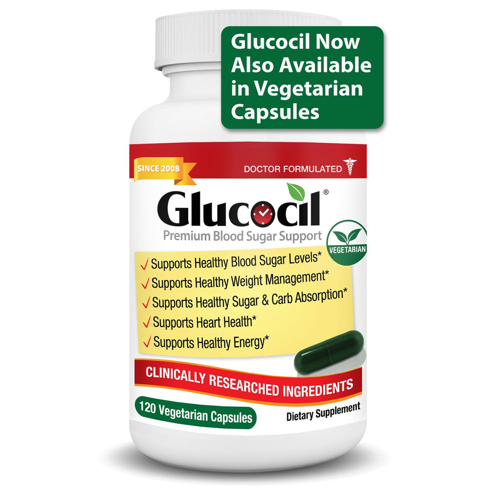 Glucocil bottle with label – new vegetarian capsules
