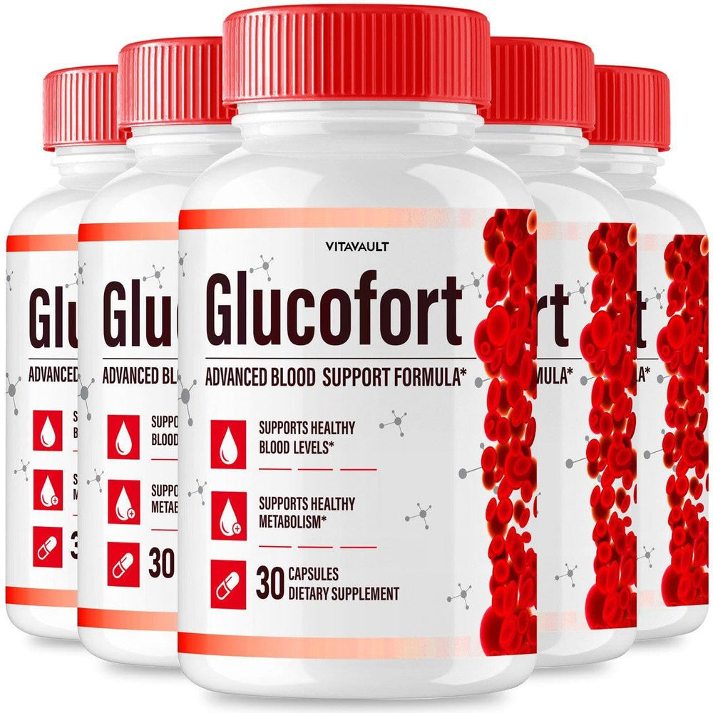 Glucofort Max Advanced Blood Support Capsules bottle and pills