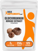 Glucomannan powder from konjac root in a glass jar