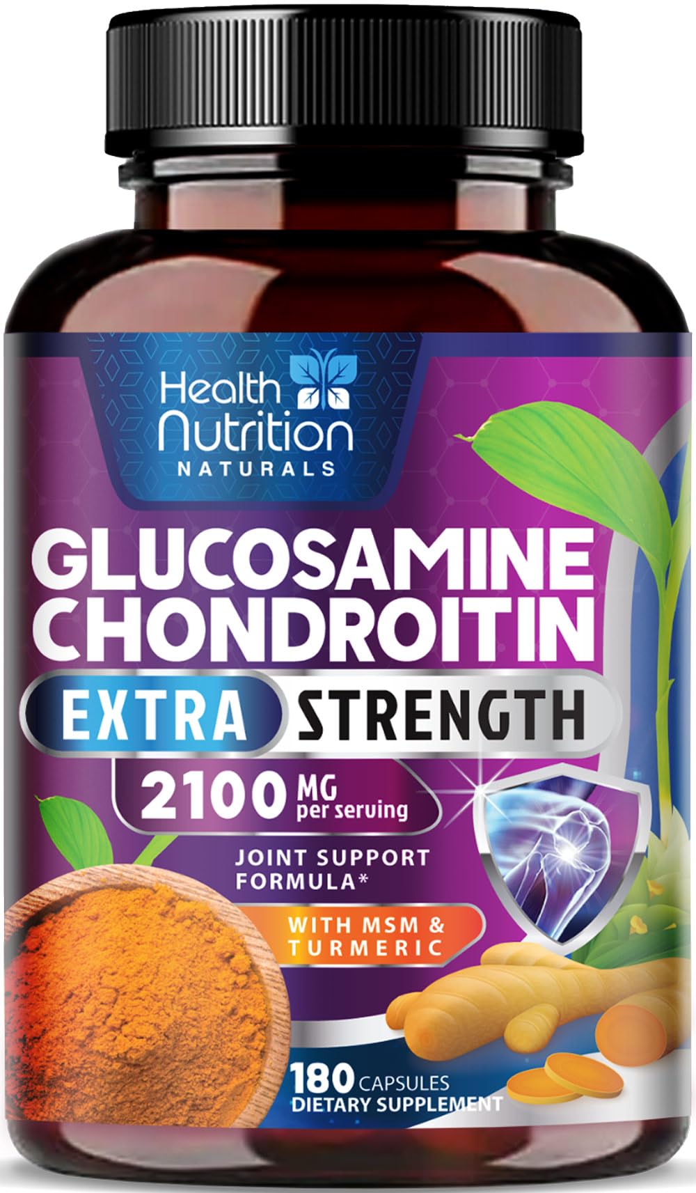 Bottle of Glucosamine Chondroitin 2100mg 3X Strength with MSM Capsules
