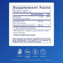 Glucosamine, chondroitin and manganese ascorbate formula ingredients