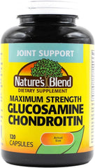 Bottle front view of Nature's Blend Glucosamine Chondroitin Maximum Strength 120 capsules