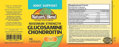 Packaging for Nature's Blend Glucosamine Chondroitin Maximum Strength 120 capsules