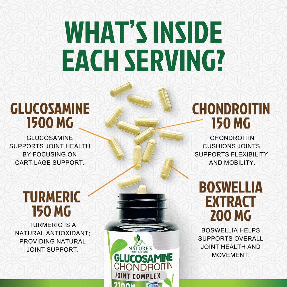 Glucosamine, chondroitin, MSM with turmeric and boswellia ingredients