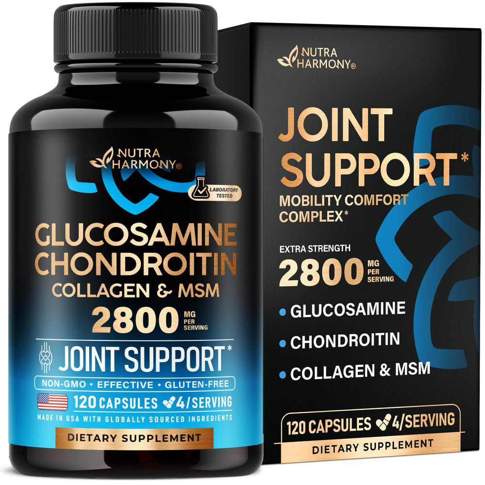 Bottle label showing Glucosamine Chondroitin MSM Collagen 120 capsules