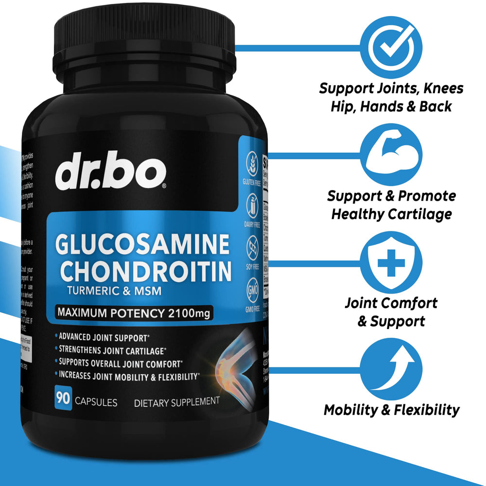 Capsules of Glucosamine Chondroitin MSM Turmeric supplement