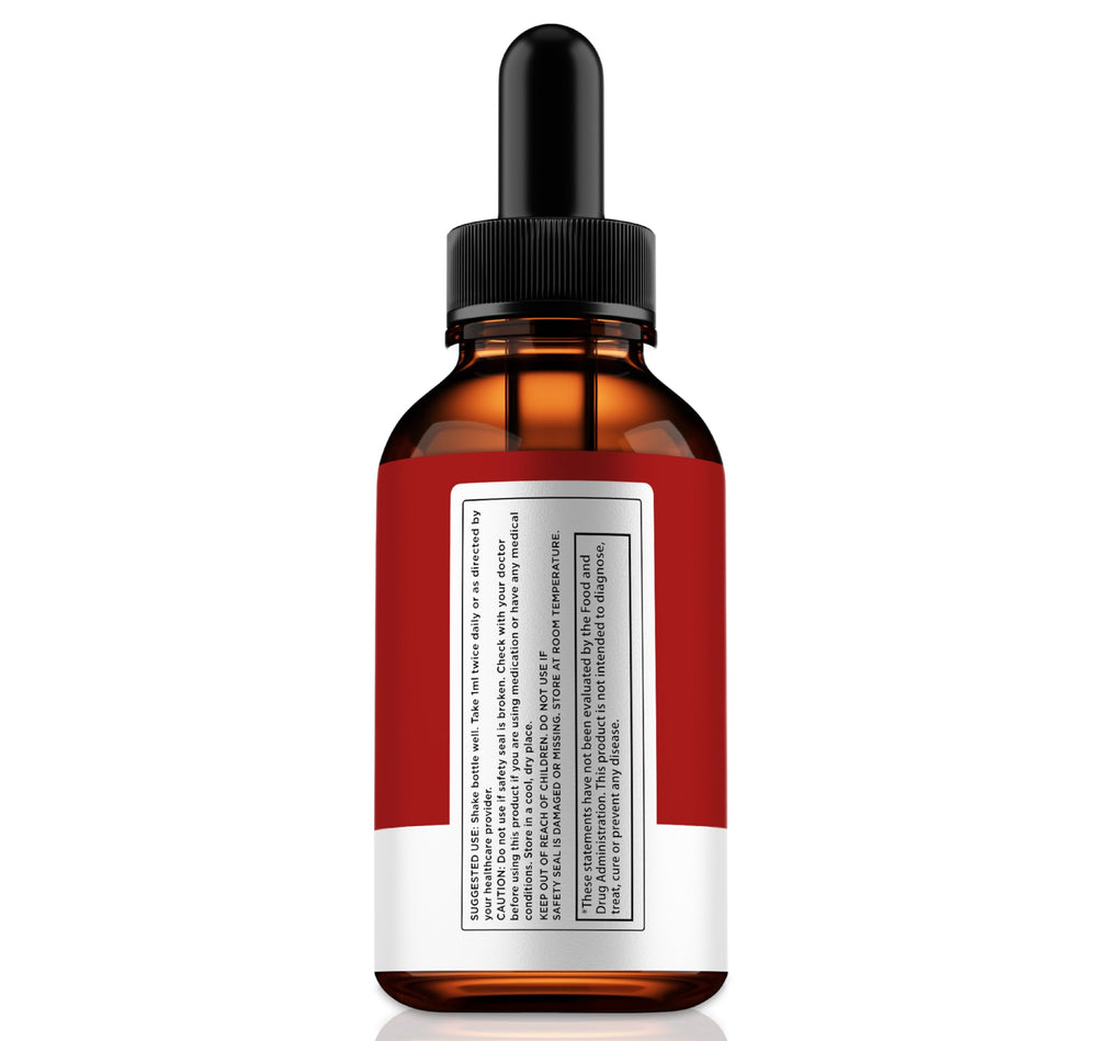 Close up of Gluco Vita Pure liquid extract drops