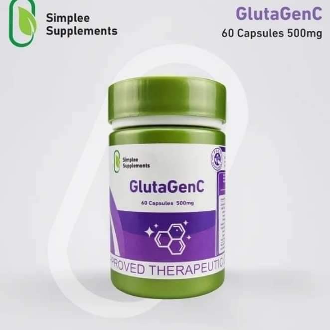 Gluta GenC Glutathione capsules pouring from bottle - 60 count