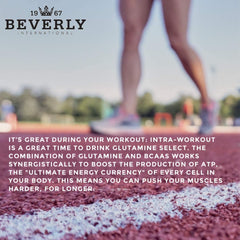 Glutamine Select wild berry flavor powder mixed in water