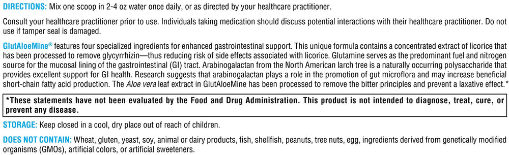 Deglycyrrhizinated licorice and arabinogalactan in GlutAloeMine