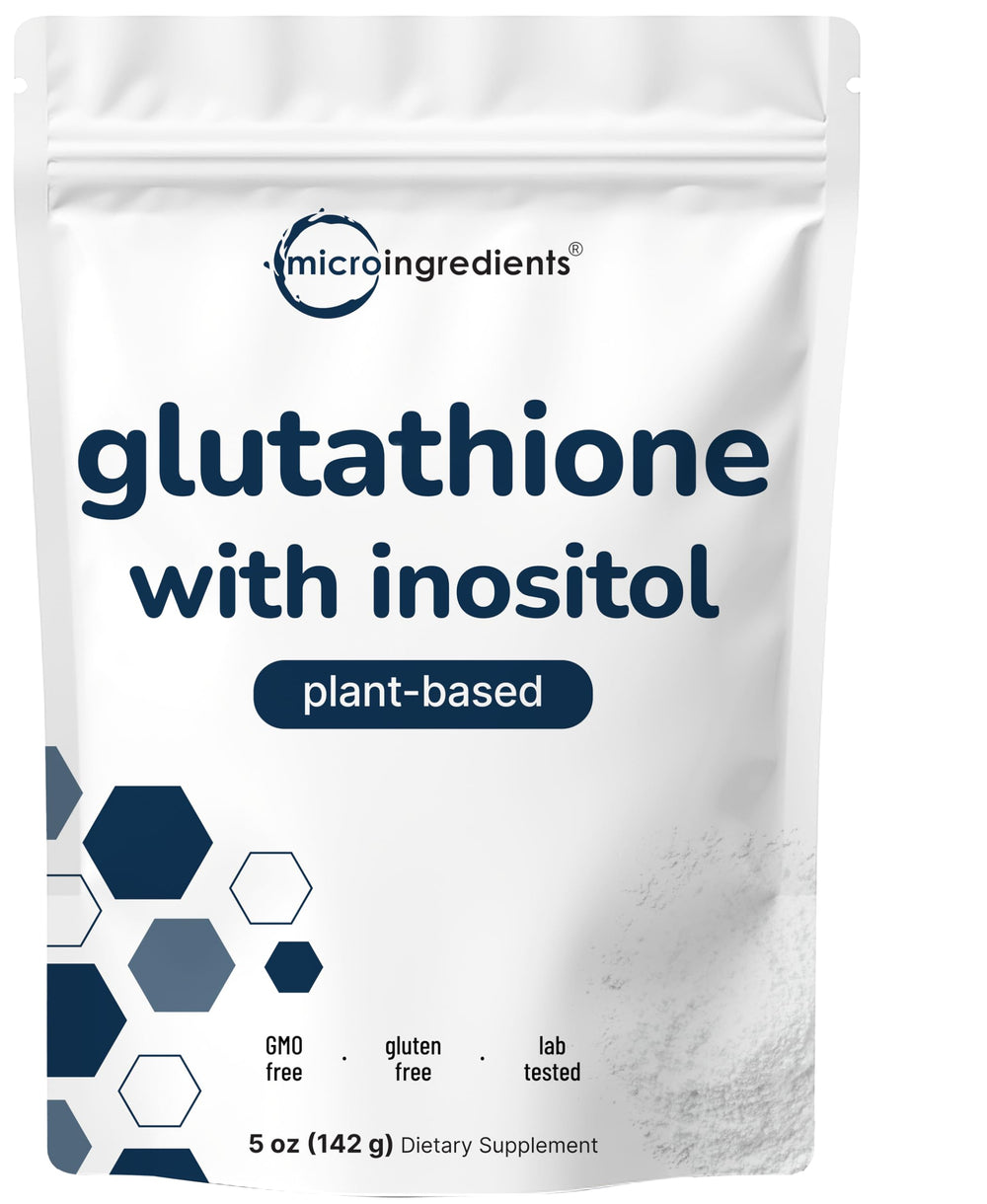 Hero image of glutathione supplement bottle and powder