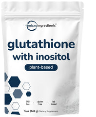 Hero image of glutathione supplement bottle and powder