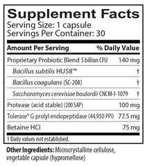 Gluten Away probiotic strains Saccharomyces boulardii and Bacillus species