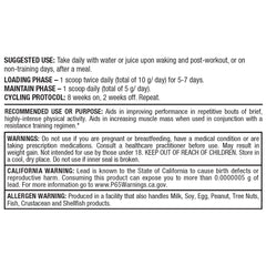 Gluten-free label on creatine packaging