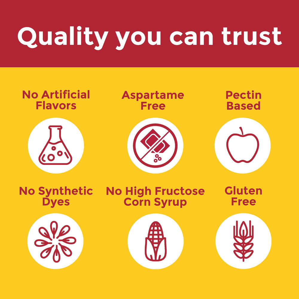 Ingredients list showing gluten-free and aspartame-free formulation