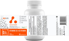 Close-up of gluten-free D3 K2 capsules