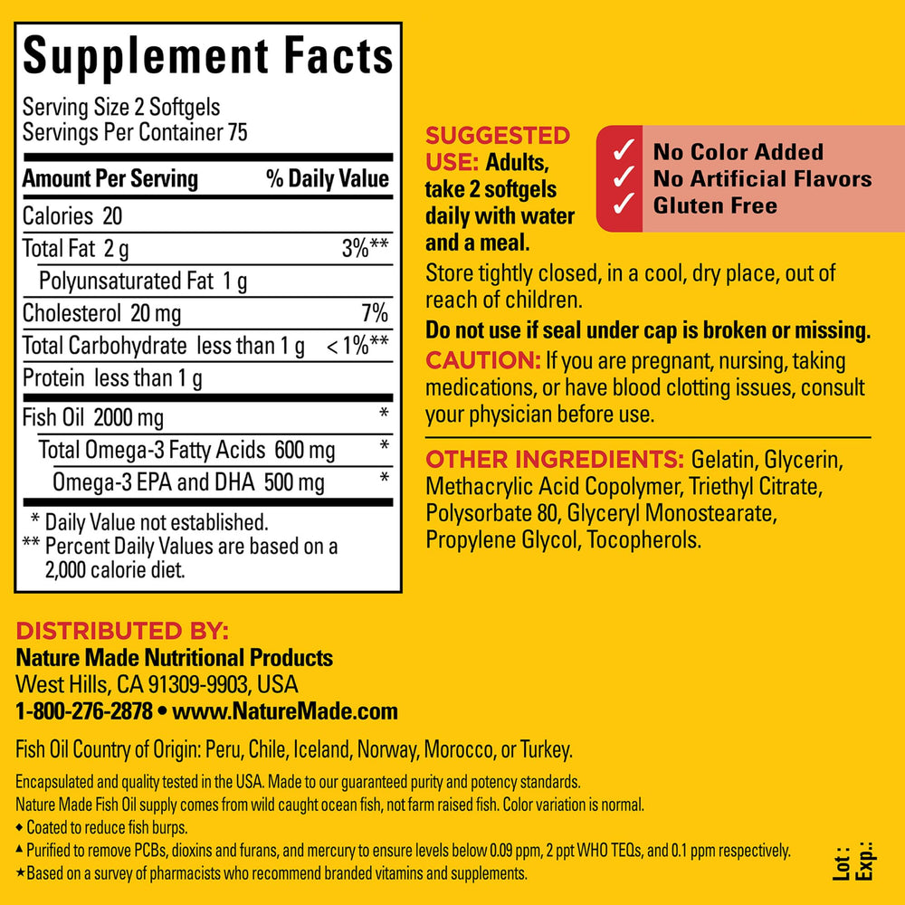 Gluten-free and dairy-free fish oil softgels