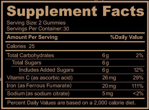 Gluten-free iron gummies bottle