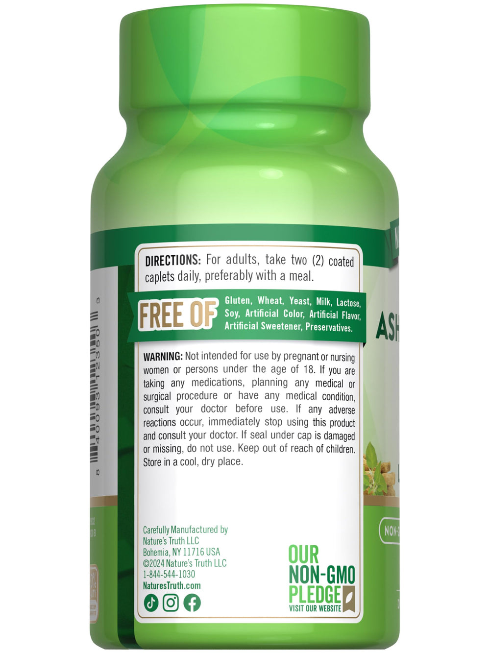 Gluten-free and non-GMO symbols for Nature's Truth Ashwagandha