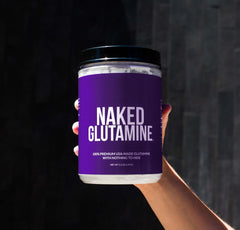 Gluten-free and soy-free, additive-free L-Glutamine bottle label