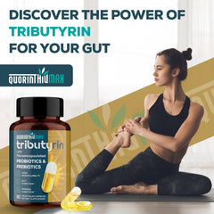 Gluten-free Tributyrin supplement bottle with 180 capsules