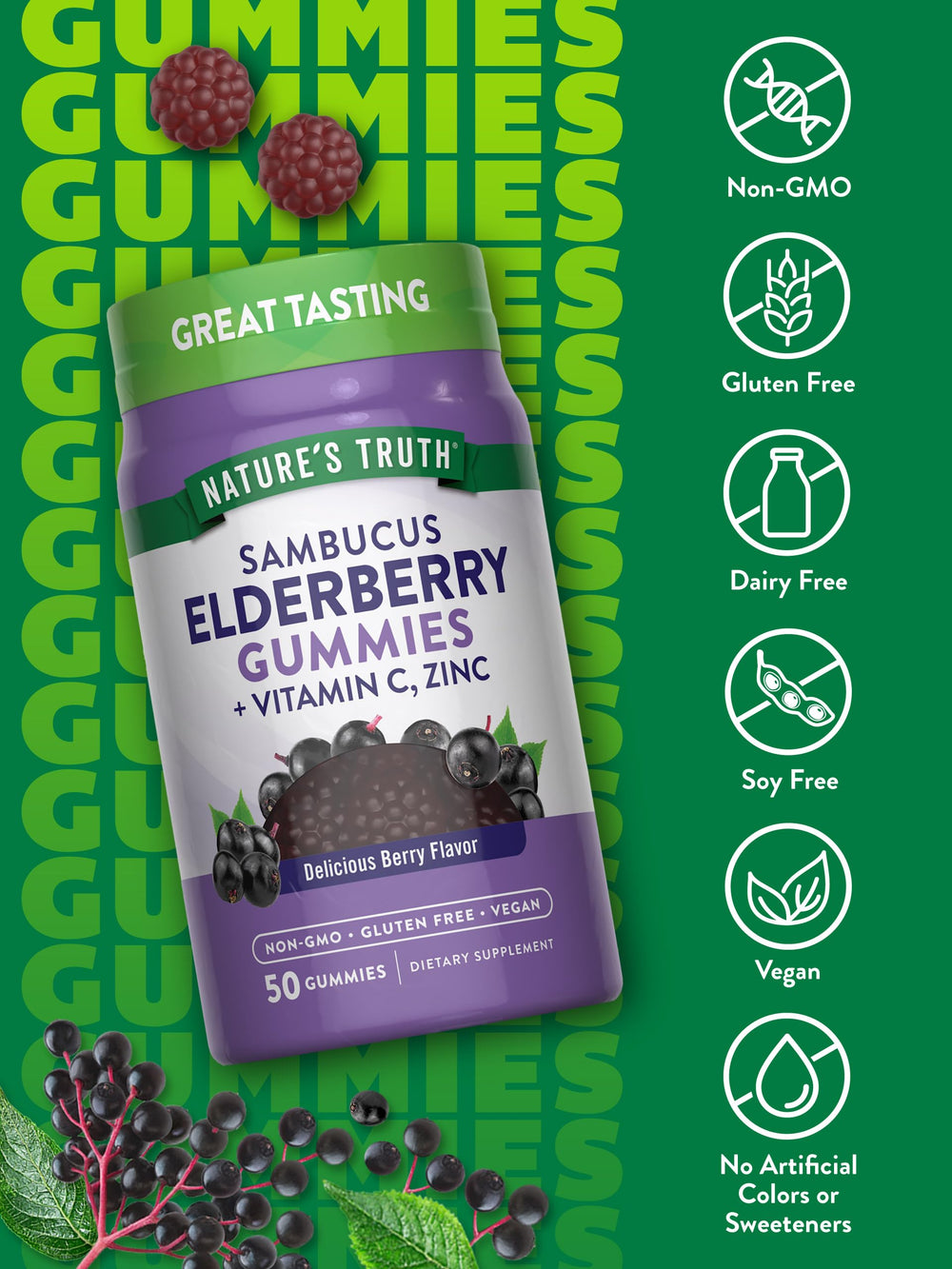 Gluten-free vegan elderberry supplement packaging