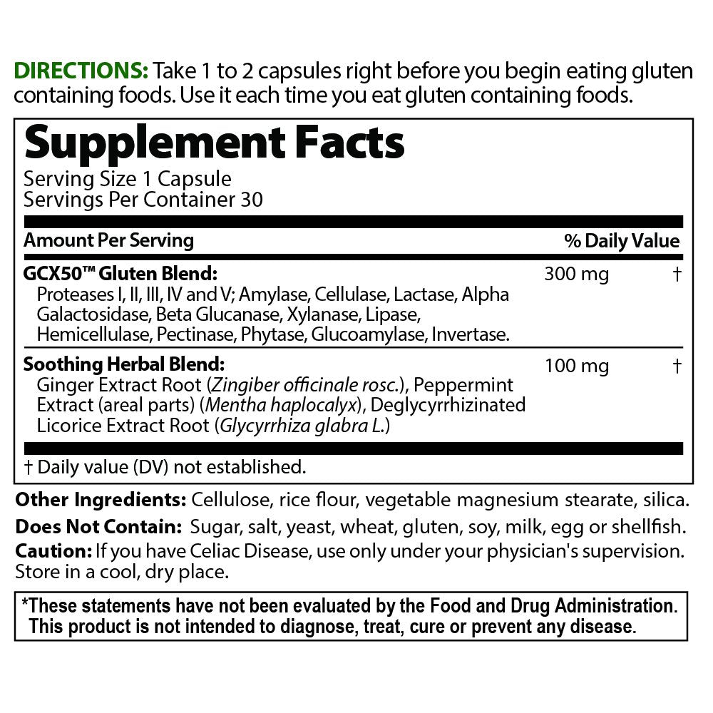 Capsule form of Gluten Cutter enzyme supplement