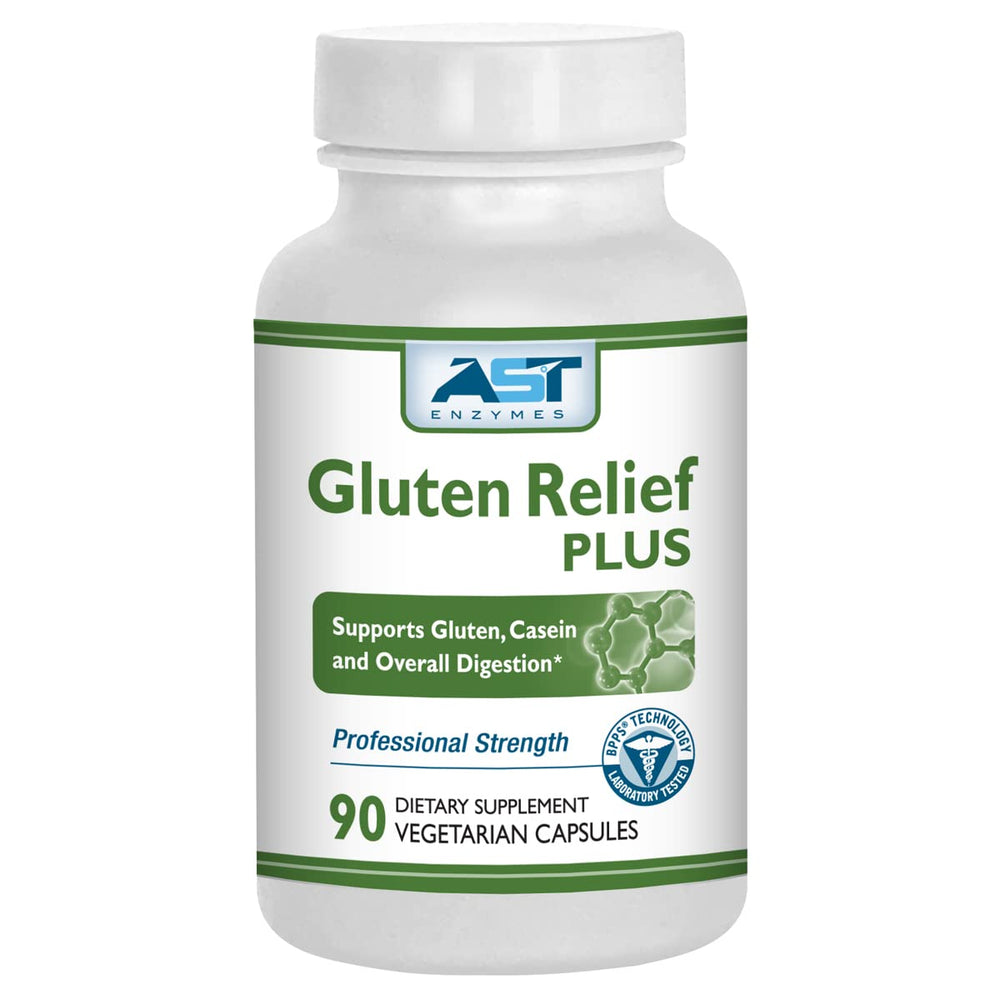 Gluten Relief Plus bottle label featuring DPP-IV enzyme complex