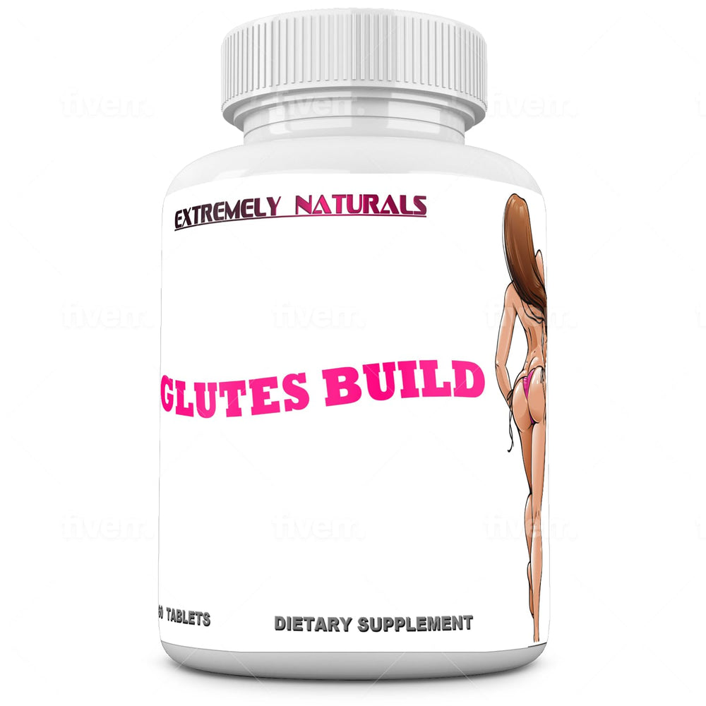 Glutes Build bottle front view highlighting compact tablets for easy daily use