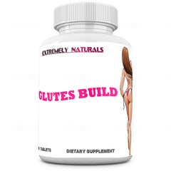 Glutes Build bottle front view highlighting compact tablets for easy daily use
