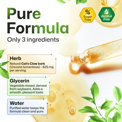 Glycerin-based cats claw tincture ingredients in dropper