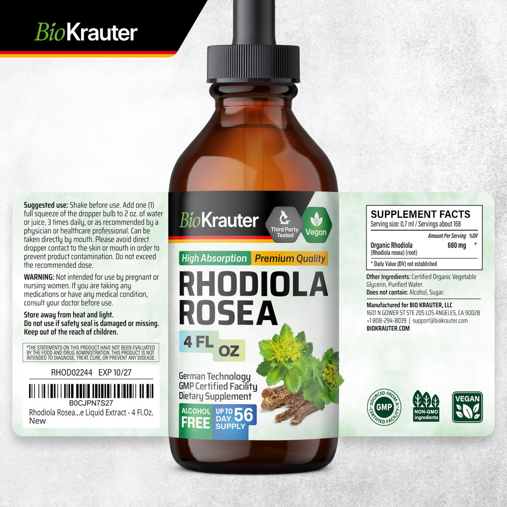 Glycerin, water and Rhodiola ingredients visual