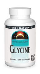 Front view of Source Naturals Glycine 500 mg bottle