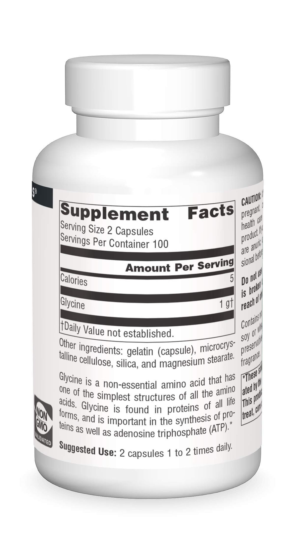Label artwork for Glycine 500 mg dietary supplement