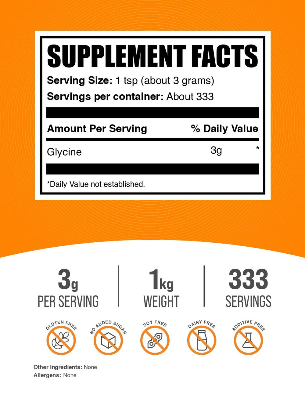 Glycine powder 3g serving with scoop