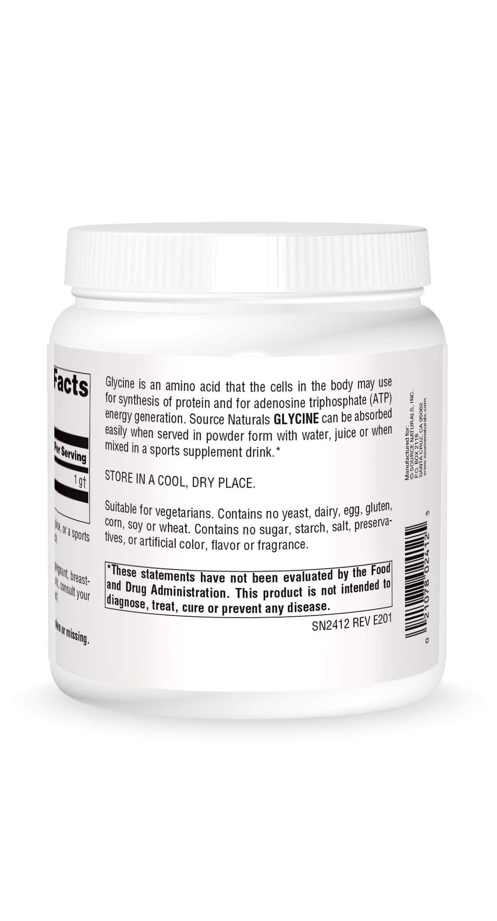 Glycine powder dissolving in water