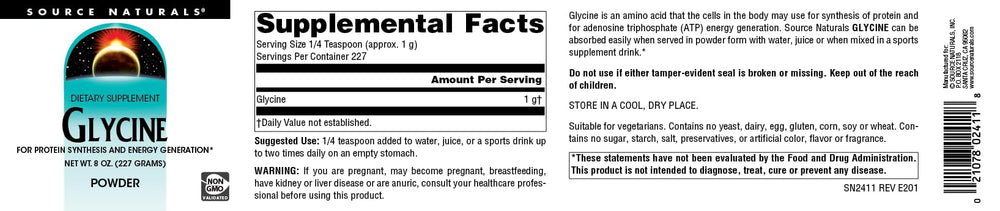 Glycine powder dissolving in a glass of water