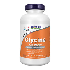 NOW Foods Glycine Pure Powder 1 lb bottle front label