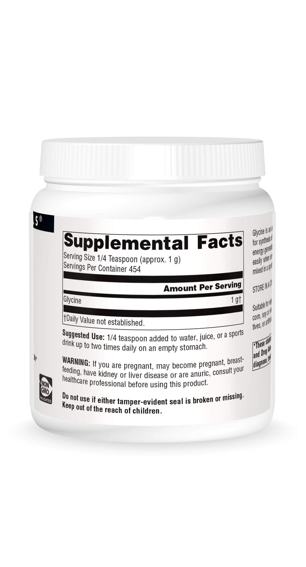 Scoop of glycine powder for measurement