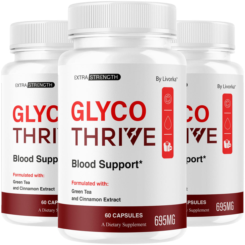 Front view of Glyco Thrive 3 Pack bottles