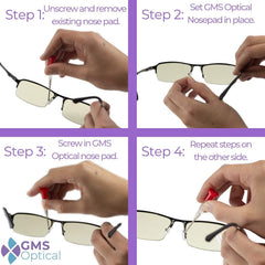 Soft silicone nose pads attached to eyewear frame