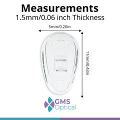 Silicone tear-drop nose pads for small frames