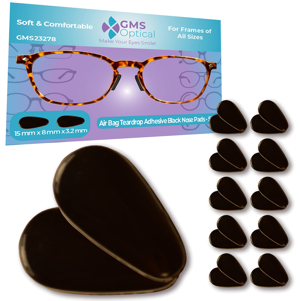 GMS Optical 3.2mm extra-thick 15mm black anti-slip silicone nose pads