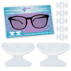 Close-up of butterfly-shaped anti-slip silicone eyeglass nose pads
